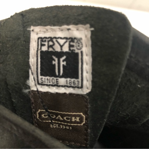 FRYE/COACH Sz 9 Antique Finish Leather Engineer Boots - Picture 6 of 16